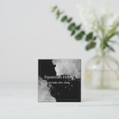 Rustieke zilveren zwarte handgemaakte sieraden vierkante visitekaartje (Staand voorkant)