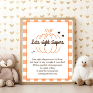 Rustieke Zoete Pompoen Baby Shower Late Nacht Luie Poster