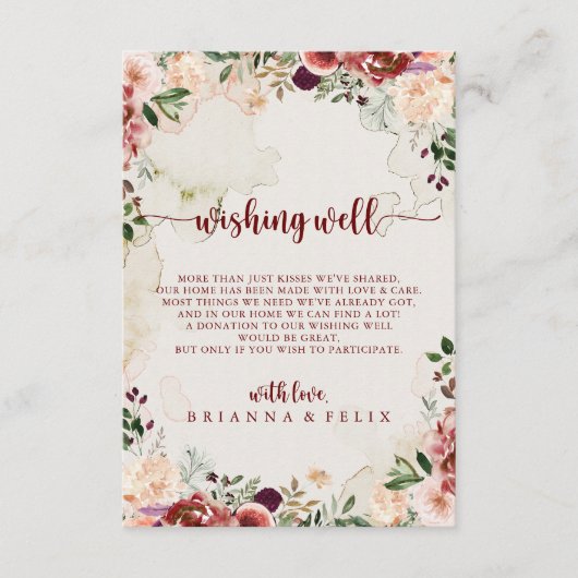 Rustieke Zomer Bloemen Bruiloft Wishing Well Informatiekaartje (Voorkant)