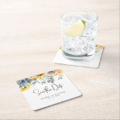 Rustieke Zomer Bloemen Groen Huwelijk Save Datum Kartonnen Onderzetters (Insitu)