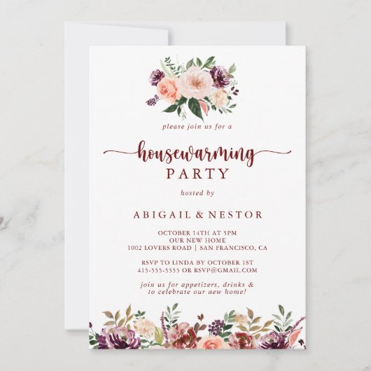 Rustieke Zomer Bloemen Housewarming Party Kaart (Voorkant)