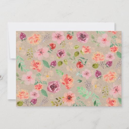 Rustieke Zomer Bloemen Kraft Huwelijksuitnodiging Kaart (Achterkant)