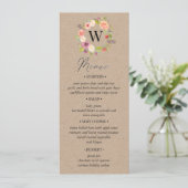 Rustieke Zomer Bloemen Wedding Menu kaart (Staand voorkant)