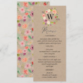 Rustieke Zomer Bloemen Wedding Menu kaart (Voorkant / Achterkant)