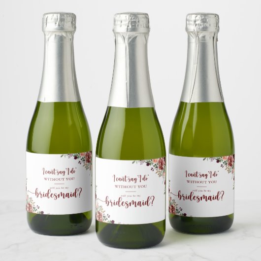 Rustieke zomer bloemenbruidsmeisje voorstel sparkling wijnetiket (Flessen)