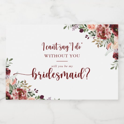 Rustieke zomer bloemenbruidsmeisje voorstel sparkling wijnetiket (Enkel label)