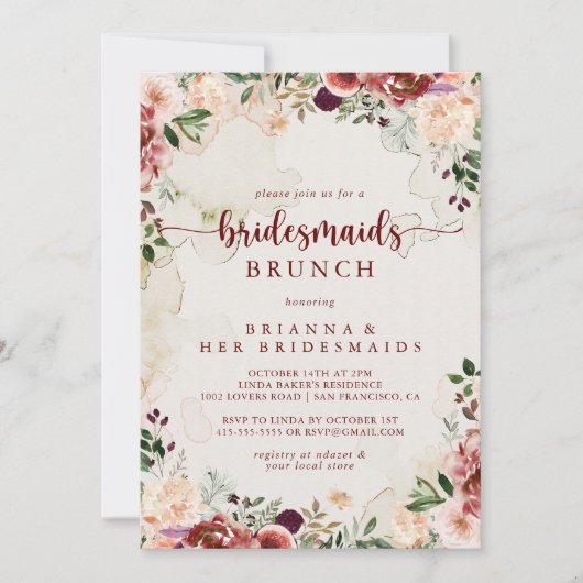 Rustieke zomer bloemenbruidsmeisjes brunch douche kaart (Voorkant)