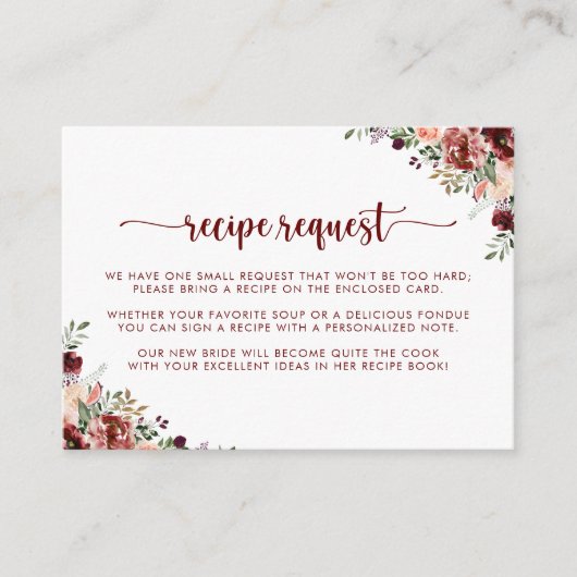 Rustieke zomer bloemenbruiloft recept Aanvraag Informatiekaartje (Voorkant)