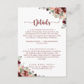 Rustieke zomer bloemenkalligrafie bruiloft details informatiekaartje (Voorkant)