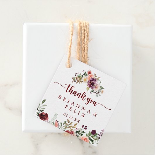Rustieke zomer bloemenkalligrafie bruiloft gunst L Bedankjes Labels (In situ)