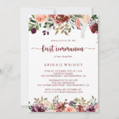 Rustieke zomer bloemenkalligrafie eerste communie kaart (Voorkant)