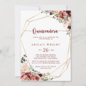 Rustieke zomer bloemenkalligrafie Quinceañera Kaart (Voorkant)