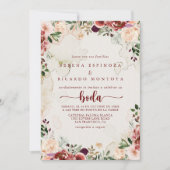Rustieke zomer bloemenkalligrafie Spaanse bruiloft Kaart (Voorkant)