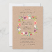 Rustieke zomer bloemenkrans bruiloft uitnodiging (Voorkant)