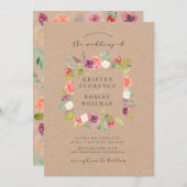 Rustieke zomer bloemenkrans bruiloft uitnodiging (Voorkant / Achterkant)