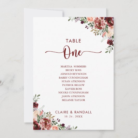 Rustieke zomer bloementafel nummer 1 zitkaart kaart (Voorkant)