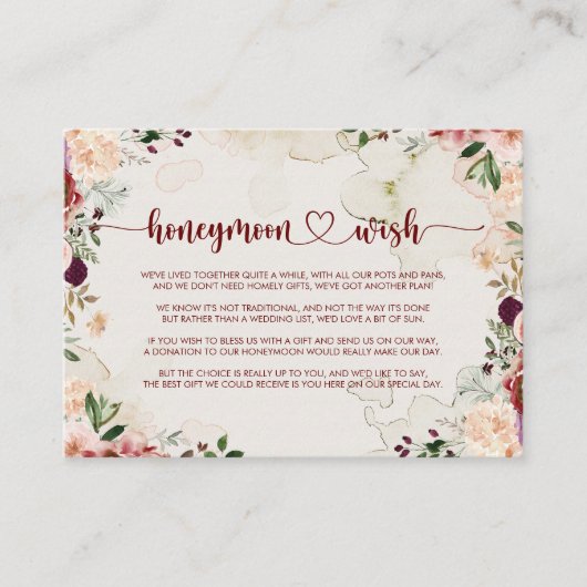Rustieke Zomer Bloemige Calligraphy Huwelijksreis  Informatiekaartje (Voorkant)