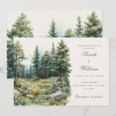 Rustieke zomer groen bos bruiloft kaart (Voorkant / Achterkant)