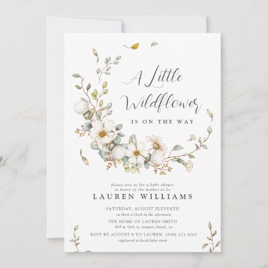 Rustieke Zomer Kleine Wildflower Meisje Baby showe Kaart (Voorkant)