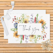 Rustieke Zomer Wildbloemen & Zonnebloemen Bruiloft Bedankkaart