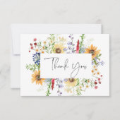 Rustieke Zomer Wildbloemen & Zonnebloemen Bruiloft Bedankkaart (Voorkant)