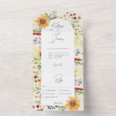 Rustieke Zomer Wildbloemen Zonnebloemen Cream Dine All In One Uitnodiging (Binnen)