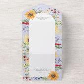 Rustieke Zomer Wildbloemen Zonnebloemen Peri Diner All In One Uitnodiging (Buitenkant)