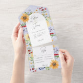 Rustieke Zomer Wildbloemen Zonnebloemen Peri Diner All In One Uitnodiging (Afscheurbaar)