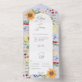 Rustieke Zomer Wildbloemen Zonnebloemen Peri Diner All In One Uitnodiging (Binnen)