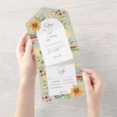 Rustieke Zomer Wildbloemen Zonnebloemen Salie Dine All In One Uitnodiging (Afscheurbaar)