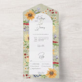 Rustieke Zomer Wildbloemen Zonnebloemen Salie Dine All In One Uitnodiging (Binnen)