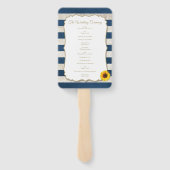 Rustieke Zomer Zonnebloem Marine Blauwe Strepen Br Handwaaier (Achterkant)