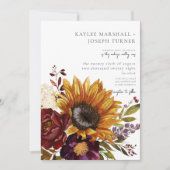 Rustieke Zomer Zonnebloemen & Bourgondische Bloeme Kaart (Voorkant)