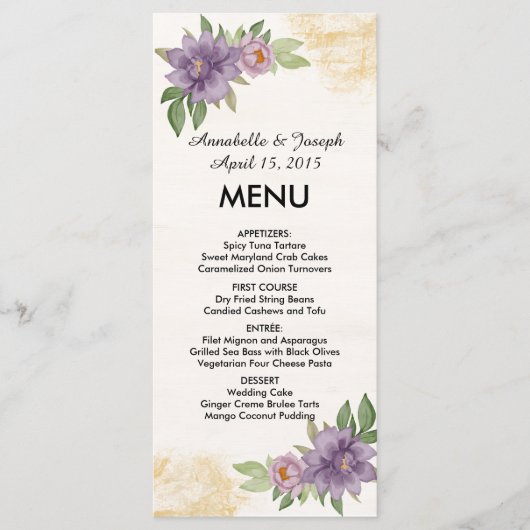 Rustieke zomeraesthetic Wilde Bloemen Bruiloft Menu (Voorkant)