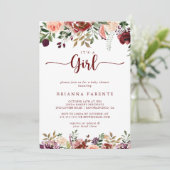 Rustieke zomerbloemen Het is een meisje Baby showe Kaart (Staand voorkant)