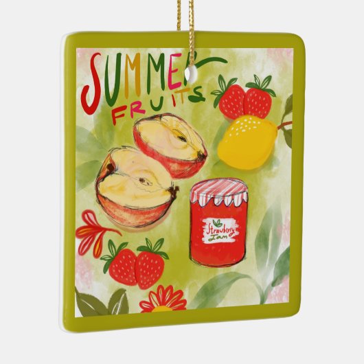 Rustieke zomervruchten Vrolijk kerstfeest Keramisch Ornament (Rechts)