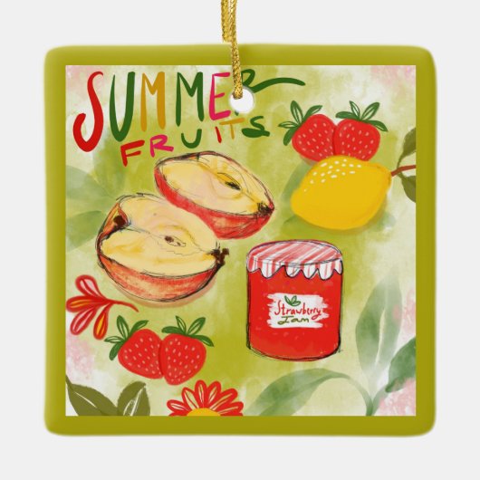 Rustieke zomervruchten Vrolijk kerstfeest Keramisch Ornament (Voorkant)