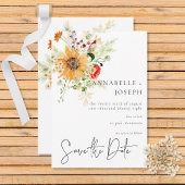 Rustieke zomerwilde bloemen & zonnebloemen save the date