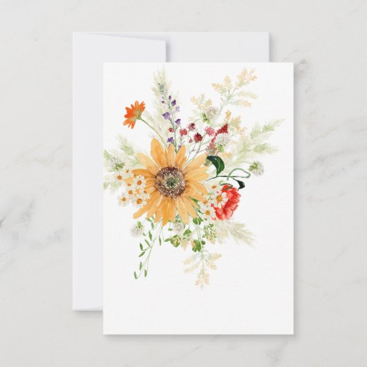 Rustieke zomerwilde bloemen & zonnebloemen save the date (Achterkant)