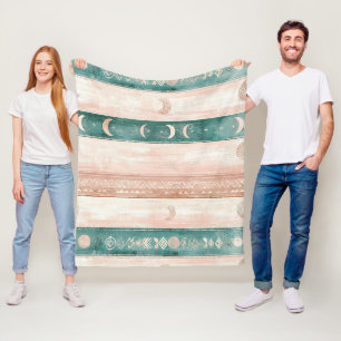 Rustieke Zon Maan Patroon voor Spiritueel Leven Fleece Deken