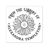 Rustieke Zonnebloem #1 Ronde Bibliotheek Boeknaam Zelfinktende Stempel (Design)