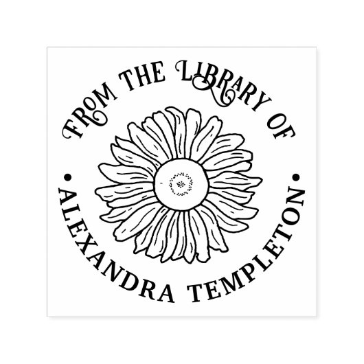 Rustieke Zonnebloem #1 Ronde Bibliotheek Boeknaam Zelfinktende Stempel (Design)