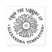 Rustieke Zonnebloem #1 Ronde Bibliotheek Boeknaam Zelfinktende Stempel (Design)