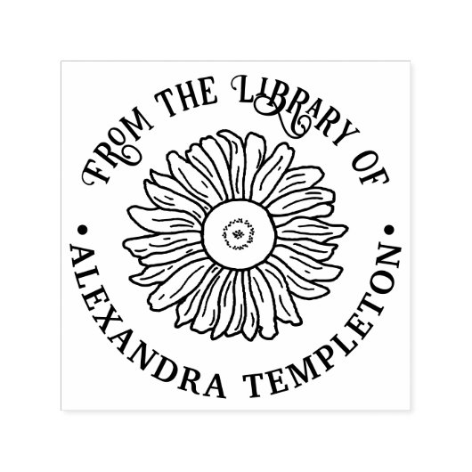 Rustieke Zonnebloem #1 Ronde Bibliotheek Boeknaam Zelfinktende Stempel (Design)