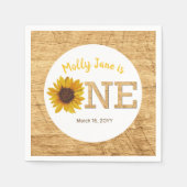 Rustieke Zonnebloem 1e Verjaardag Boho Waterverf Servet (Voorkant)