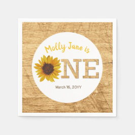 Rustieke Zonnebloem 1e Verjaardag Boho Waterverf Servet