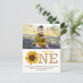 Rustieke Zonnebloem 1e Verjaardag Meisje Dank u Ka Bedankkaart (Staand voorkant)