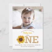 Rustieke Zonnebloem 1e Verjaardag Meisje Foto Kaart (Voorkant)