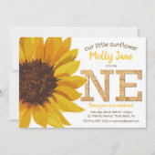 Rustieke Zonnebloem 1e Verjaardag Meisje Kaart (Voorkant)