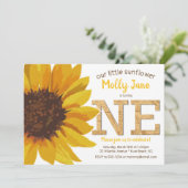 Rustieke Zonnebloem 1e Verjaardag Meisje Kaart (Staand voorkant)